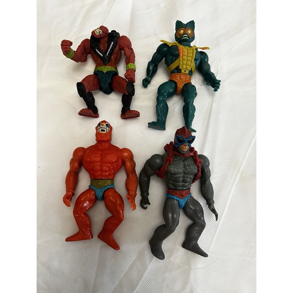 Vintage MOTU Masters Of The Universe He-Man Beast Man Mer-Man Stratos Figure Lot